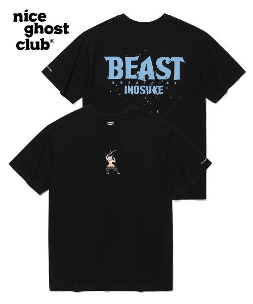 [NICE GHOST CLUB] 鬼滅の刃_INOSUKE_BEAST BREATHING TEE [BLACK] - コクモト KOCUMOTO