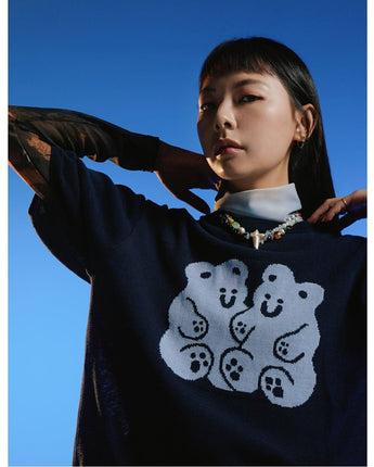 [NICE GHOST CLUB]韓国ファッションGUMMY BEAR SUMMER KNIT HALF T - コクモト KOCUMOTO