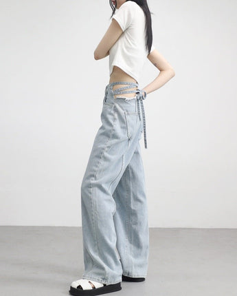 [NONCODE] Pelly bag strap denim Pants 韓国人気 ストリートファッション - コクモト KOCUMOTO
