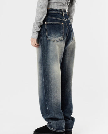 [Raucohouse] Bat brush washed wide denim pants 新商品 男女共用 - コクモト KOCUMOTO