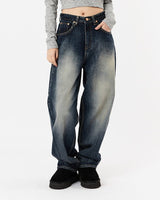 [Raucohouse] Bat brush washed wide denim pants 新商品 男女共用 - コクモト KOCUMOTO