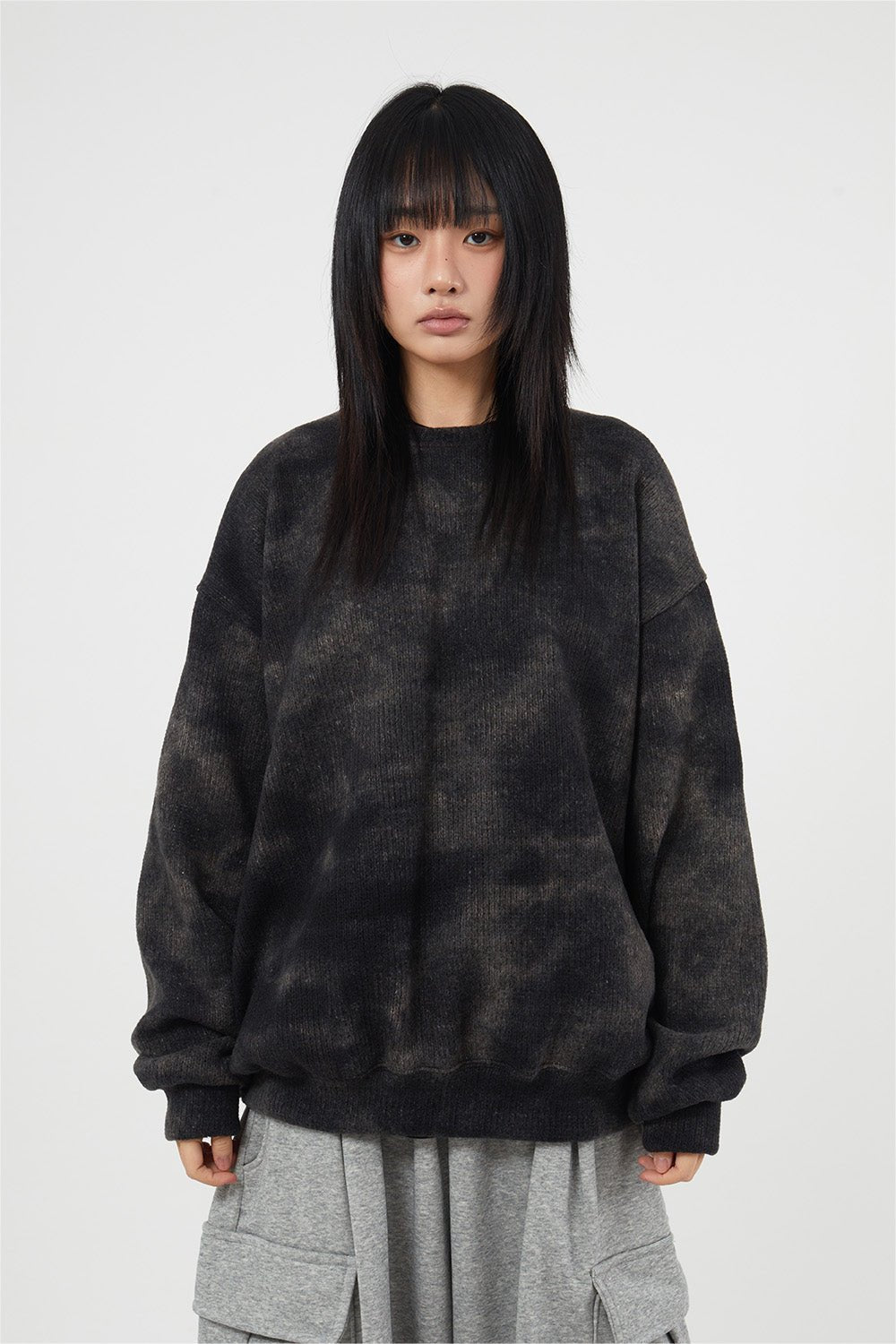 [Raucohouse] Flame tie-dye wool knit sweatshirt 4色 dailylook - コクモト KOCUMOTO