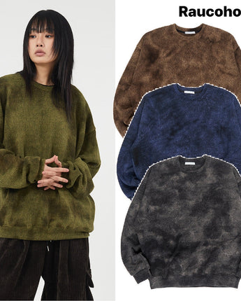 [Raucohouse] Flame tie-dye wool knit sweatshirt 4色 dailylook - コクモト KOCUMOTO