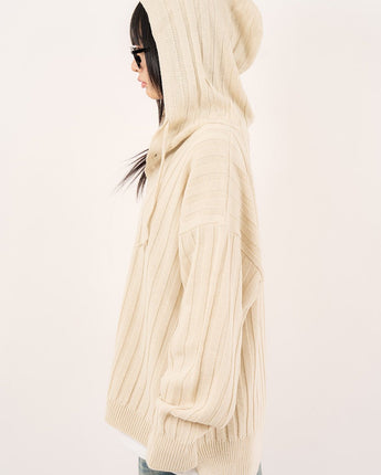 [Raucohouse] Henry neck hooded warmer ribbed over knit 3色 dailylook - コクモト KOCUMOTO