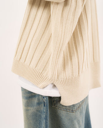 [Raucohouse] Henry neck hooded warmer ribbed over knit 3色 dailylook - コクモト KOCUMOTO