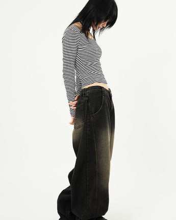 [Raucohouse] Mud Side Incision Balloon Denim Pants 2色 新商品 ストリートファッション - コクモト KOCUMOTO