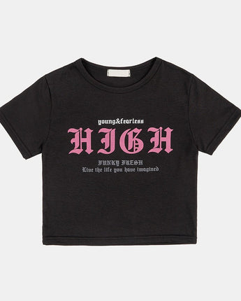 [Raucohouse] [人気夏ファッション]ハイオールドロンドンプリントクロップTシャツ - コクモト KOCUMOTO