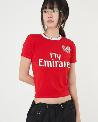 [Raucohouse] [人気夏ファッション]ロンドンサッカーチームロゴクロップTシャツ - コクモト KOCUMOTO