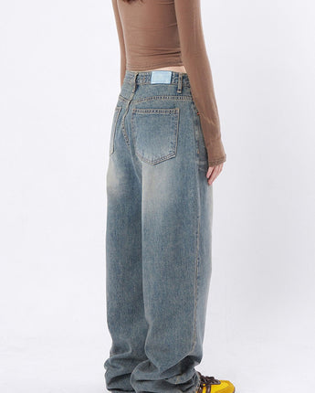 [Raucohouse] Twin cat washed wide denim pants 新商品 男女共用 - コクモト KOCUMOTO