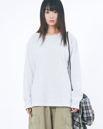 [Raucohouse] Waffle Slab Round Neck Long Sleeves 3色 dailylook - コクモト KOCUMOTO