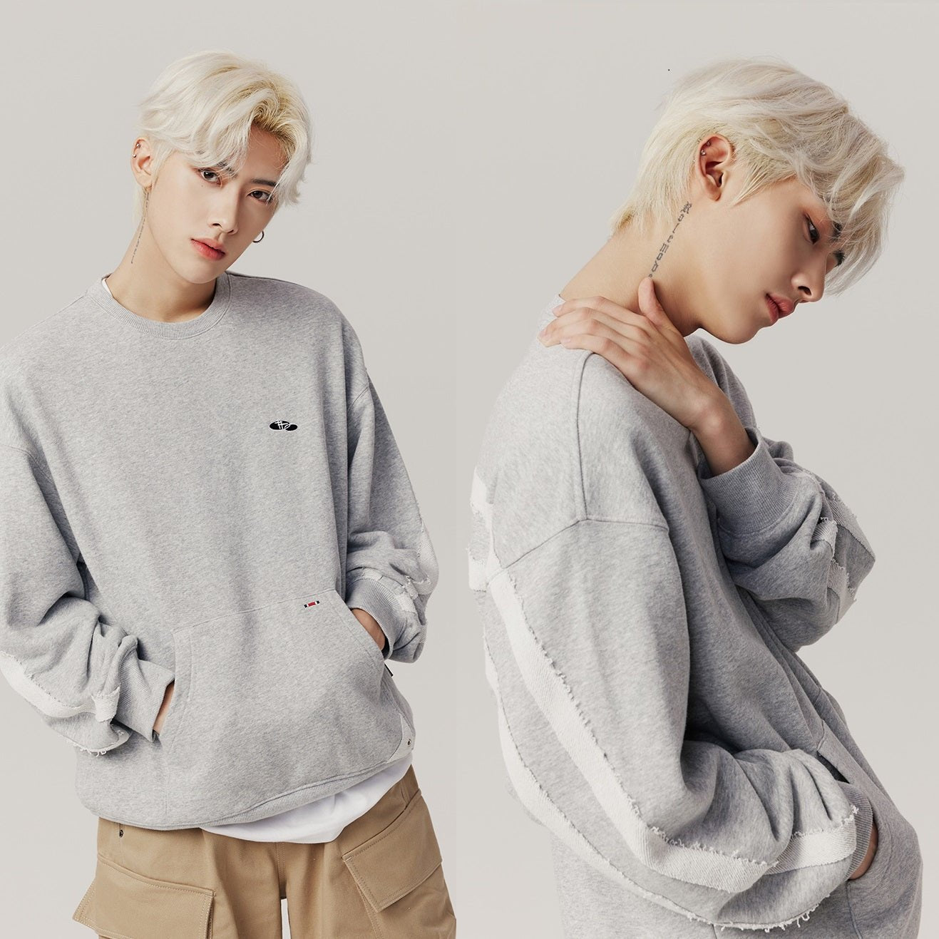 [ROMANTIC CROWN X ZEROBASEONE] 2023F/W REVERSE LINE POCKET CREWNECK - コクモト KOCUMOTO