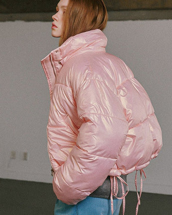 [RONRON] 23F/W STRING HOODIE SHORT ECO PADDING GLOSSY PINK - コクモト KOCUMOTO