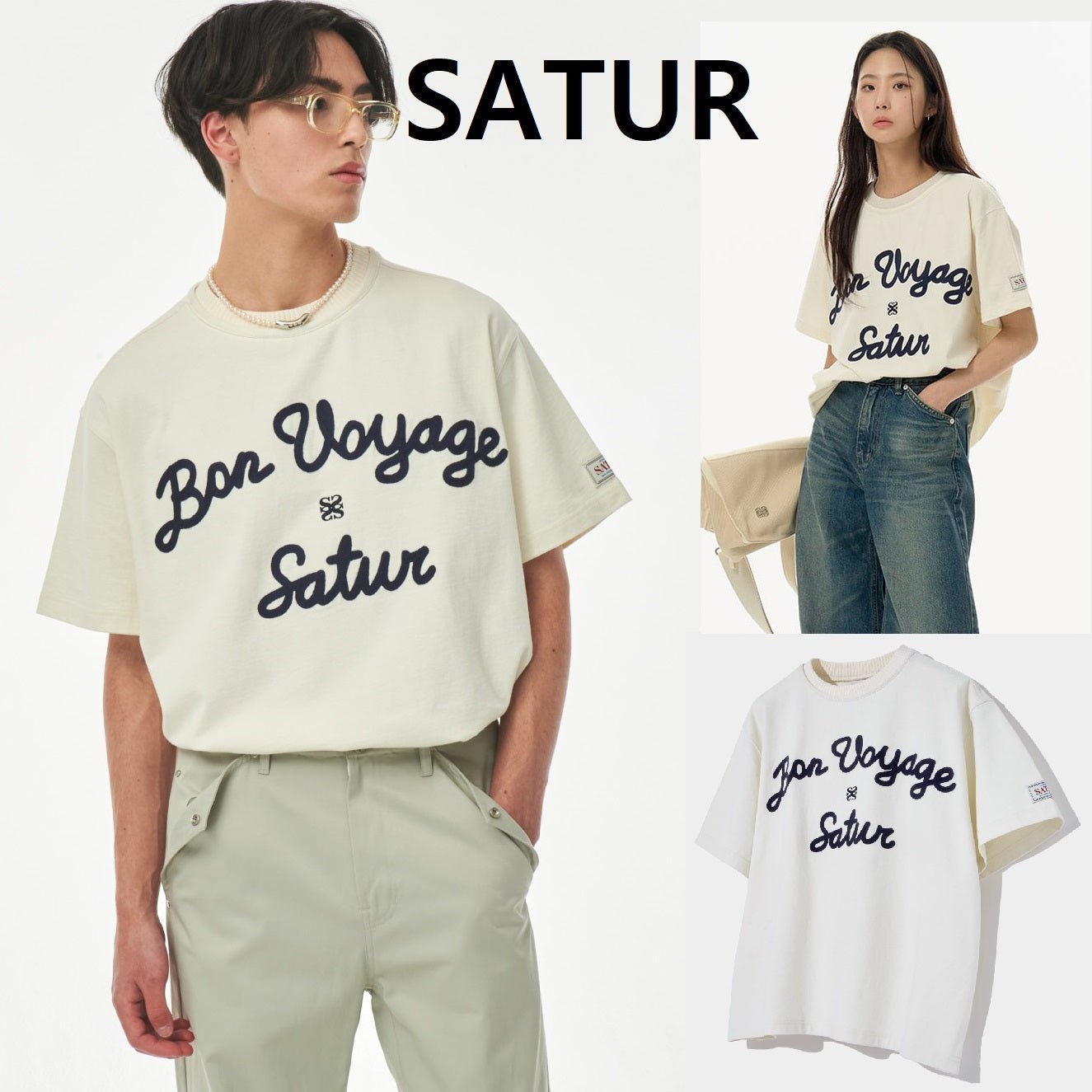 [SATUR ] 23S/S Satur Logo Voyage T-Shirt Restor Ivroy - コクモト KOCUMOTO