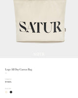 [SATUR] Logo All Day Canvas Bag 2色 新商品 韓国ファッション - コクモト KOCUMOTO