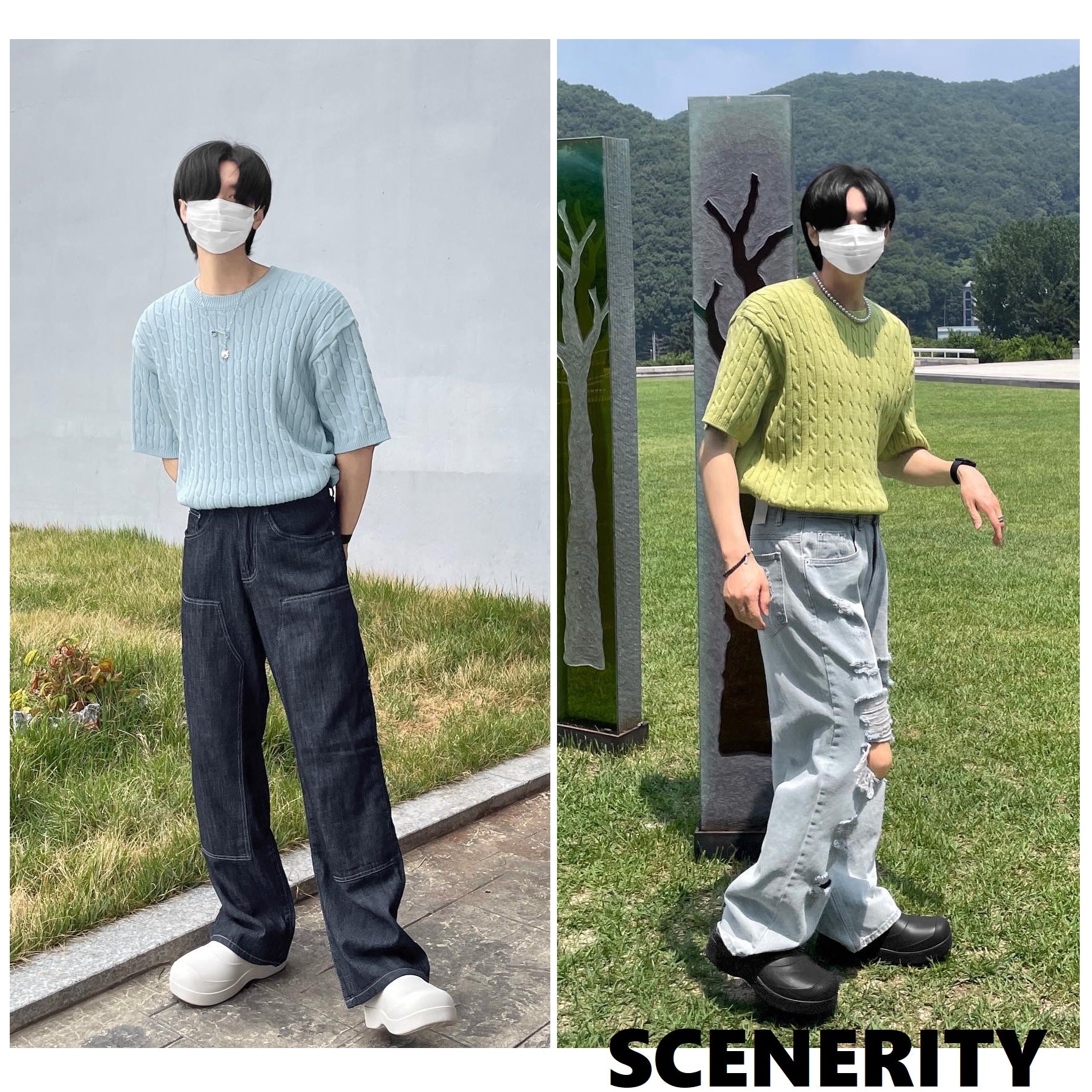 [SCENERITY]韓国ファッションツイート半袖ニット - コクモト KOCUMOTO