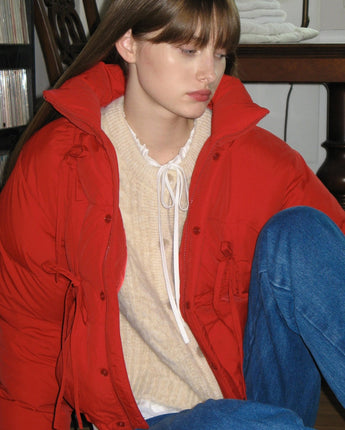 [sinoon] 23F/W IBBON DETAIL PUFFER JACKET (RED) - コクモト KOCUMOTO