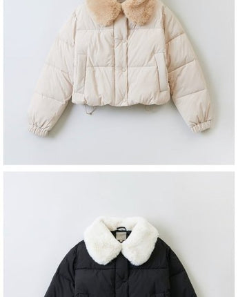 [SPAO][韓国人気 Fur Collar Crop Puffer_ [3色]新商品 韓国人気 冬ジャンパー 冬のファッション 女性服 - コクモト KOCUMOTO