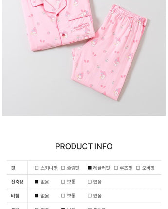 [SPAO][Sanrio characters] サンリオキャラクターズ long sleeve pajamas 4色 新商品 ホームウェア パジャマ 男女共用 カップルアイテム 長袖パジャマ - コクモト KOCUMOTO