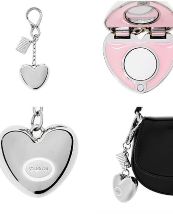 [STAND OIL] Mirror Heart Keyring _SILVER /Tin Zinc & Steel - コクモト KOCUMOTO