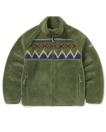 [THISISNEVERTHAT] 23F/W Knit Paneled Fleece Jacket Olive - コクモト KOCUMOTO