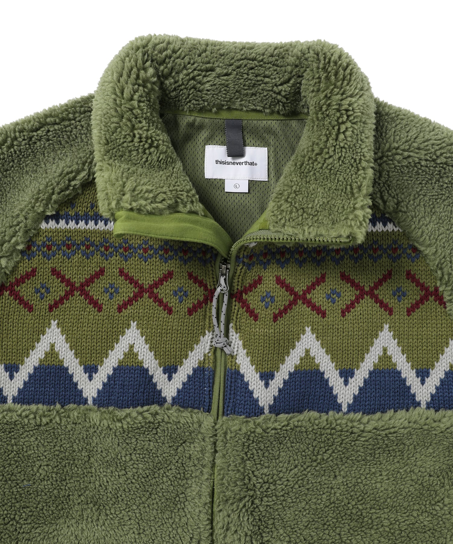 [THISISNEVERTHAT] 23F/W Knit Paneled Fleece Jacket Olive - コクモト KOCUMOTO