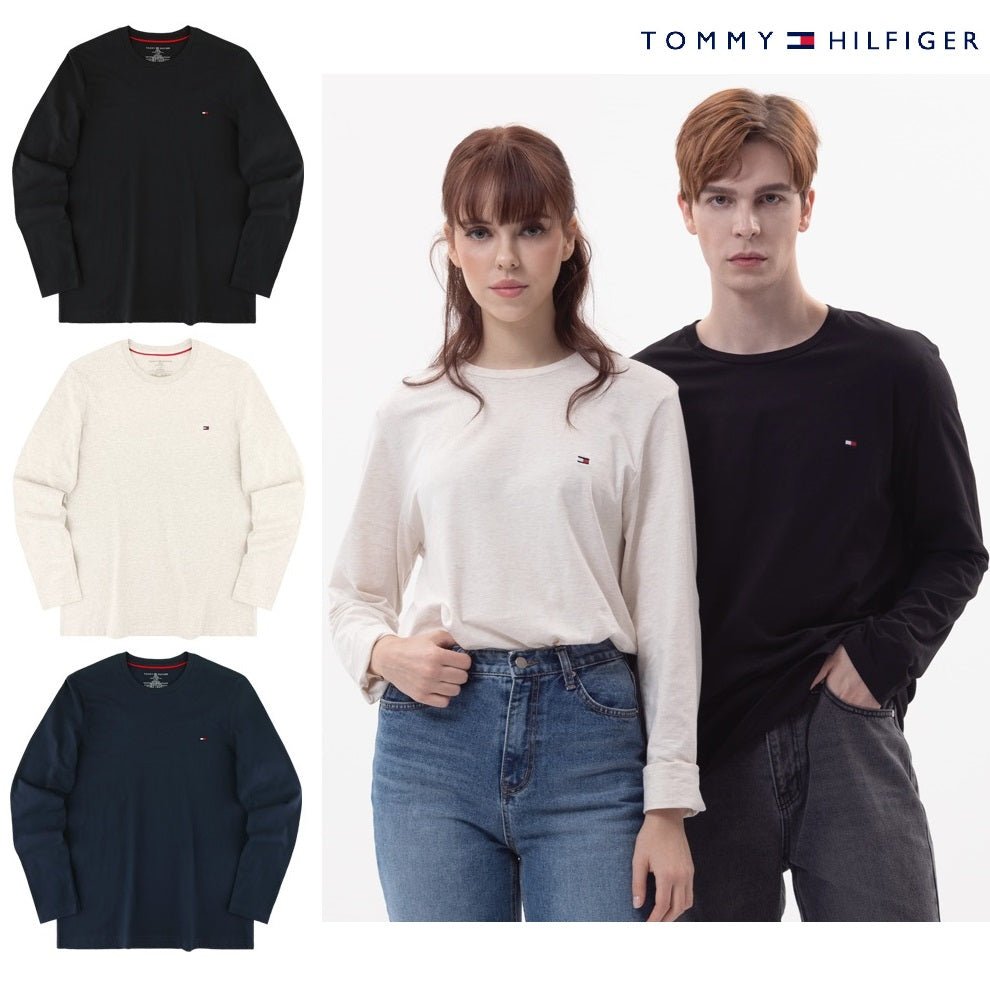 [Tommy Hilfiger] Unisex Crew Neck Long Sleeve T-Shirt 3色 新商品 男女共用 韓国人気 韓国ファッション カップルアイテム - コクモト KOCUMOTO