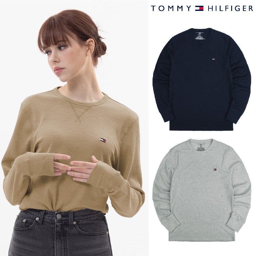 [Tommy Hilfiger] Waffle Thermal Long Sleeve T-Shirt 3色 新商品 男女共用 韓国人気 韓国ファッション カップルアイテム - コクモト KOCUMOTO