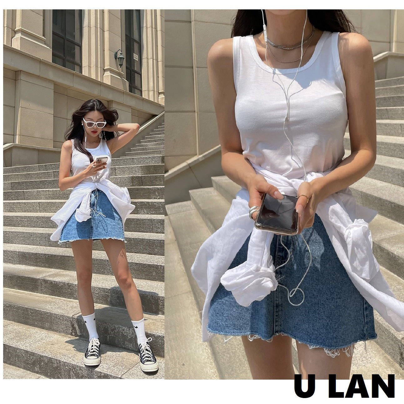 [U LAN]韓国ファッションスタンダードスパンスリーブレス - コクモト KOCUMOTO