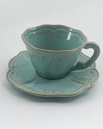 [VBC CASA] Fondaco Baroque tea cup + saucer 4色 340ml 食器セット 韓国人気 家の贈り物 誕生日プレゼント キッチン用品 陶器 高級インテリア - コクモト KOCUMOTO