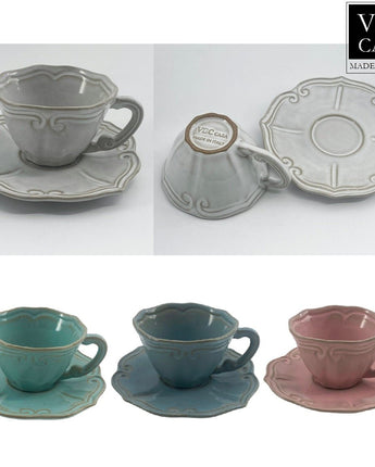 [VBC CASA] Fondaco Baroque tea cup + saucer 4色 340ml 食器セット 韓国人気 家の贈り物 誕生日プレゼント キッチン用品 陶器 高級インテリア - コクモト KOCUMOTO