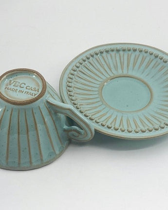 [VBC CASA] Fondaco striped tea cup + saucer 4色 セット商品 韓国人気 家の贈り物 誕生日プレゼント キッチン用品 - コクモト KOCUMOTO