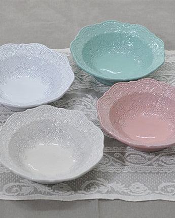 [VBC CASA] Lace Small round/Cereal bowl 4色 皿 食器セット 韓国人気 家の贈り物 誕生日プレゼント キッチン用品 陶器 高級インテリア - コクモト KOCUMOTO