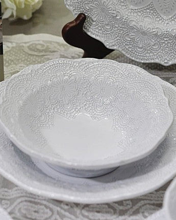 [VBC CASA] Lace Small round/Cereal bowl 4色 皿 食器セット 韓国人気 家の贈り物 誕生日プレゼント キッチン用品 陶器 高級インテリア - コクモト KOCUMOTO