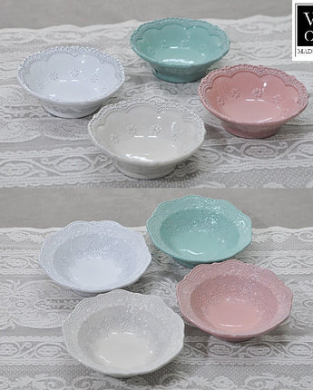 [VBC CASA] Lace Small round/Cereal bowl 4色 皿 食器セット 韓国人気 家の贈り物 誕生日プレゼント キッチン用品 陶器 高級インテリア - コクモト KOCUMOTO