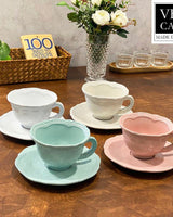 [VBC CASA] Lace tea cup + saucer 4色 マグカップ 食器セット 韓国人気 家の贈り物 誕生日プレゼント キッチン用品 陶器 高級インテリア - コクモト KOCUMOTO