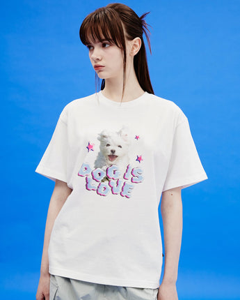 [Wai Kei] Dog is love 雲半袖Tシャツ ホワイト - コクモト KOCUMOTO