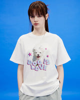 [Wai Kei] Dog is love 雲半袖Tシャツ ホワイト - コクモト KOCUMOTO