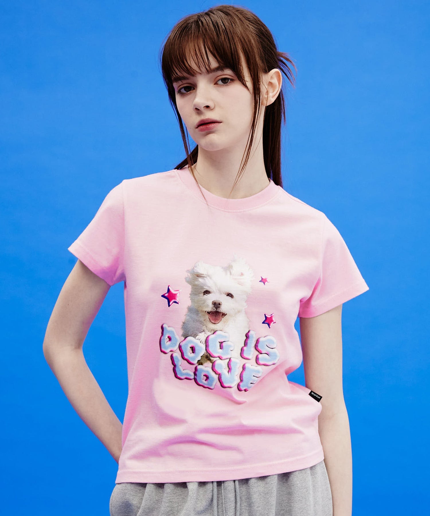 [Wai Kei] Dog is love 雲半袖Tシャツピンク - コクモト KOCUMOTO