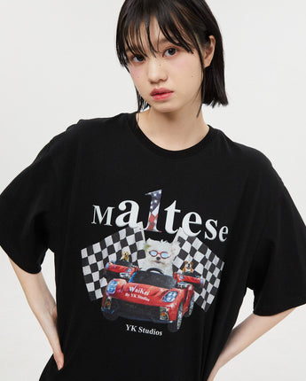 [Wai Kei]マルチーズレーサー半袖Tシャツブラック - コクモト KOCUMOTO