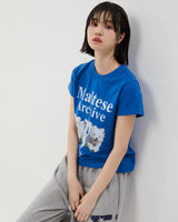 [Wai Kei]マルチーズアーカイブ半袖Tシャツブルー - コクモト KOCUMOTO