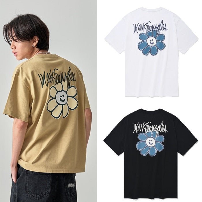 [WHAT IT ISNT] M/G FLORY LOGO SHORT SLEEVE 3色 デイリー 韓国人気 男女共用 - コクモト KOCUMOTO