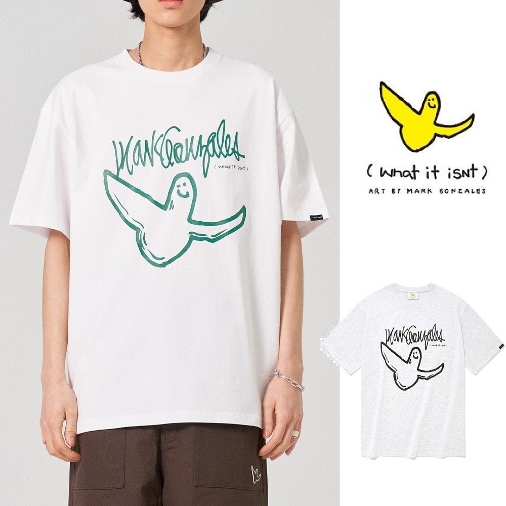 [WHAT IT ISNT] M/G One Tone Big Angel Short Sleeve 2色 デイリー 韓国人気 男女共用 - コクモト KOCUMOTO