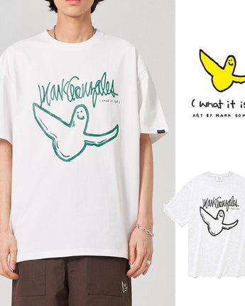 [WHAT IT ISNT] M/G One Tone Big Angel Short Sleeve 2色 デイリー 韓国人気 男女共用 - コクモト KOCUMOTO