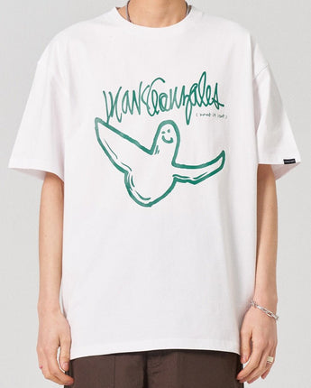 [WHAT IT ISNT] M/G One Tone Big Angel Short Sleeve 2色 デイリー 韓国人気 男女共用 - コクモト KOCUMOTO