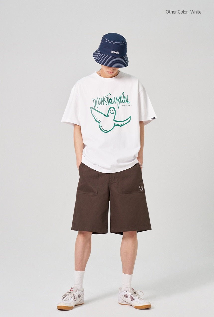 [WHAT IT ISNT] M/G One Tone Big Angel Short Sleeve 2色 デイリー 韓国人気 男女共用 - コクモト KOCUMOTO