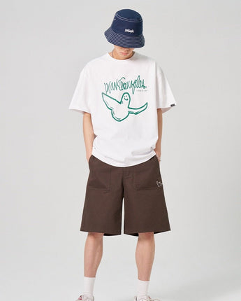 [WHAT IT ISNT] M/G One Tone Big Angel Short Sleeve 2色 デイリー 韓国人気 男女共用 - コクモト KOCUMOTO