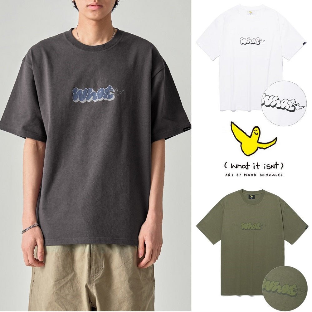 [WHAT IT ISNT] Tone On Tone Typo Logo Short Sleeve 3色 デイリー 韓国人気 男女共用 - コクモト KOCUMOTO