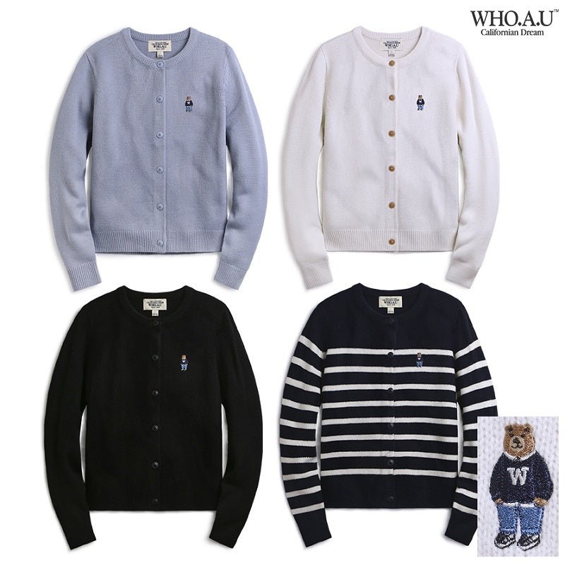 [WHO.A.U] Steve R-neck cardigan 4色 新商品 韓国ファッション 韓国人気 女性服 肝節期 日常服 ストリートファッション 学生ファッション カジュアル - コクモト KOCUMOTO