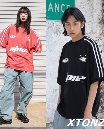 [XTONZ] Sporty round short sleeve t-shirt 3色 大学生ファッション/韓国ファッション/人気ブランド/ 男女共用/カップル - コクモト KOCUMOTO