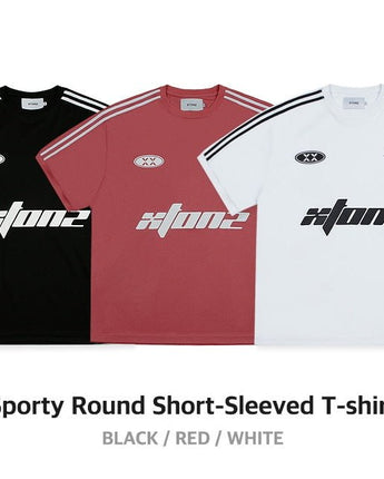 [XTONZ] Sporty round short sleeve t-shirt 3色 大学生ファッション/韓国ファッション/人気ブランド/ 男女共用/カップル - コクモト KOCUMOTO